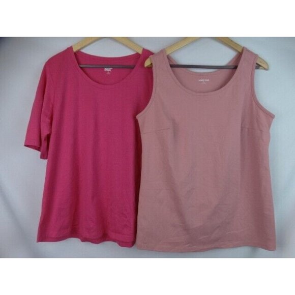 Lands' End Womens Shirt Size 1X Pink Short Sleeve & Sleeveless Tank Top Lot of 2 - Picture 14 of 14